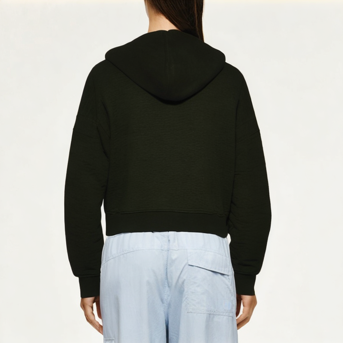 Black high stretch women's sweatshirt jacket