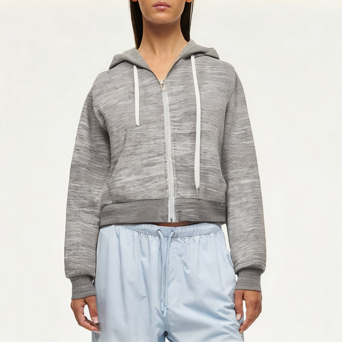 Casual grey women's sweatshirt jacket