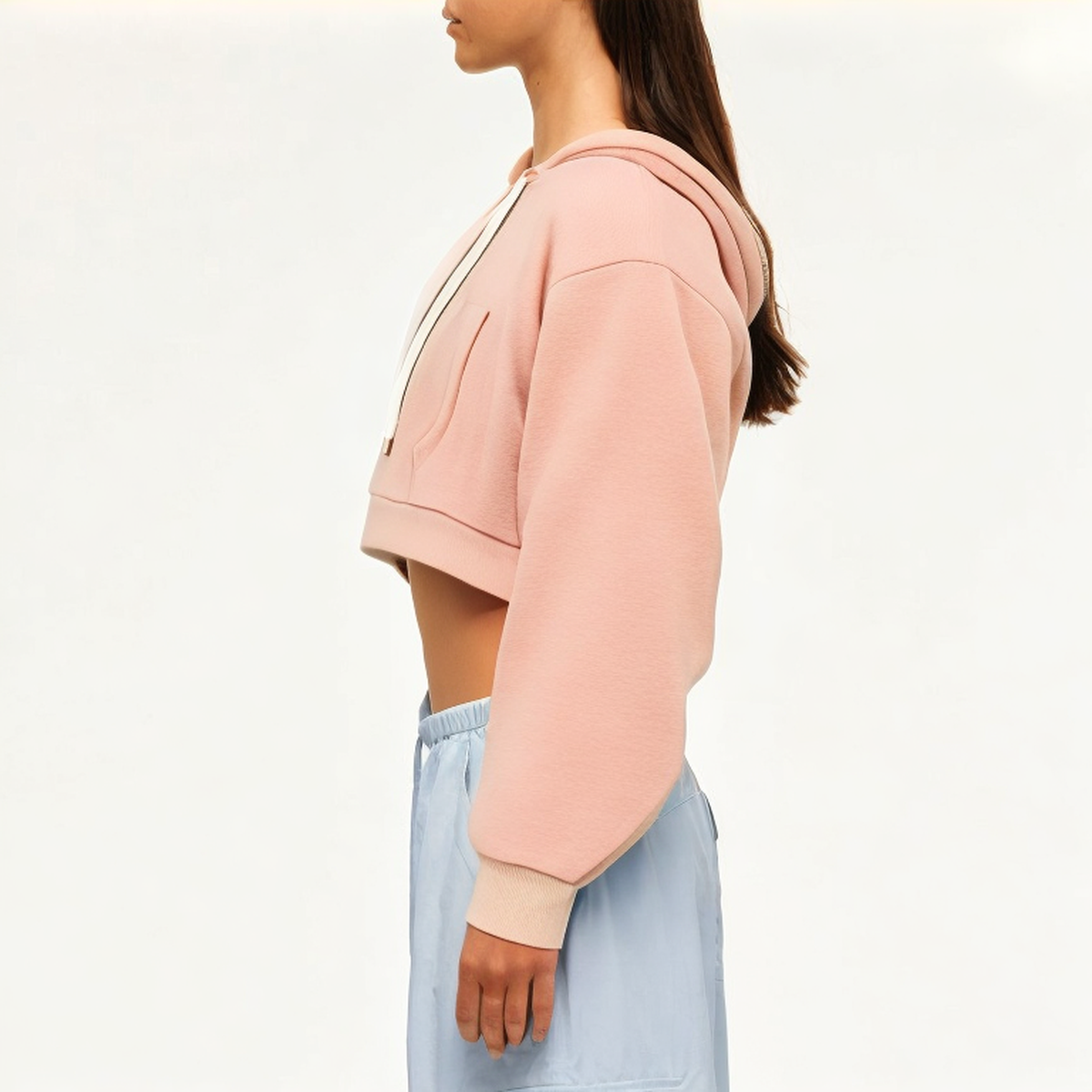 Light pink women's hooded sweatshirt jacket