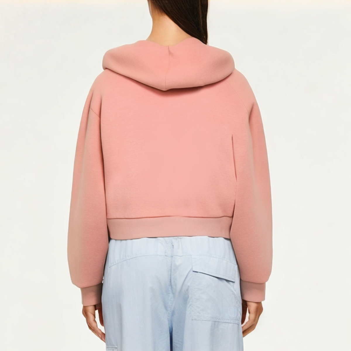 Light pink women's hooded sweatshirt jacket