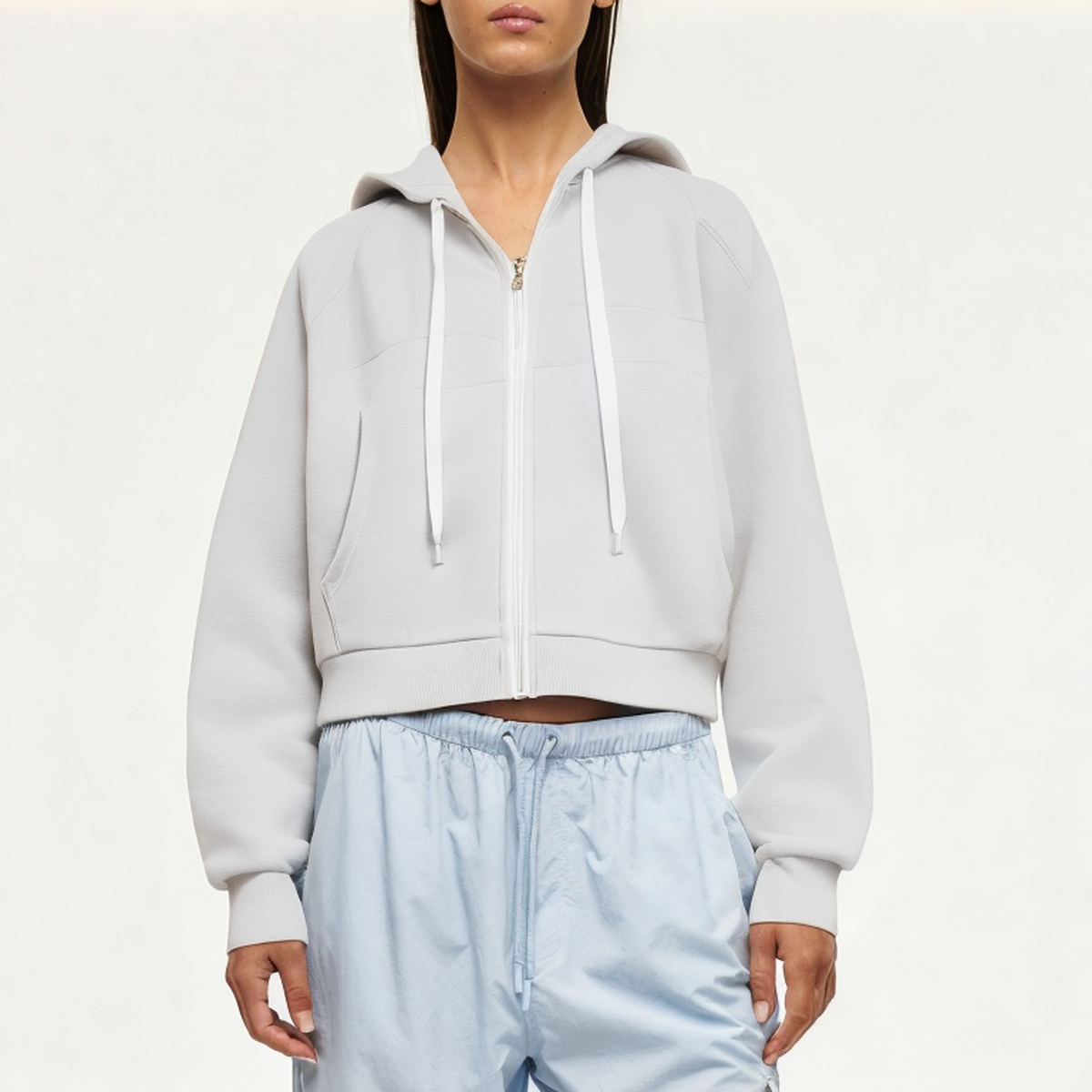 High stretch hooded women's sweatshirt jacket