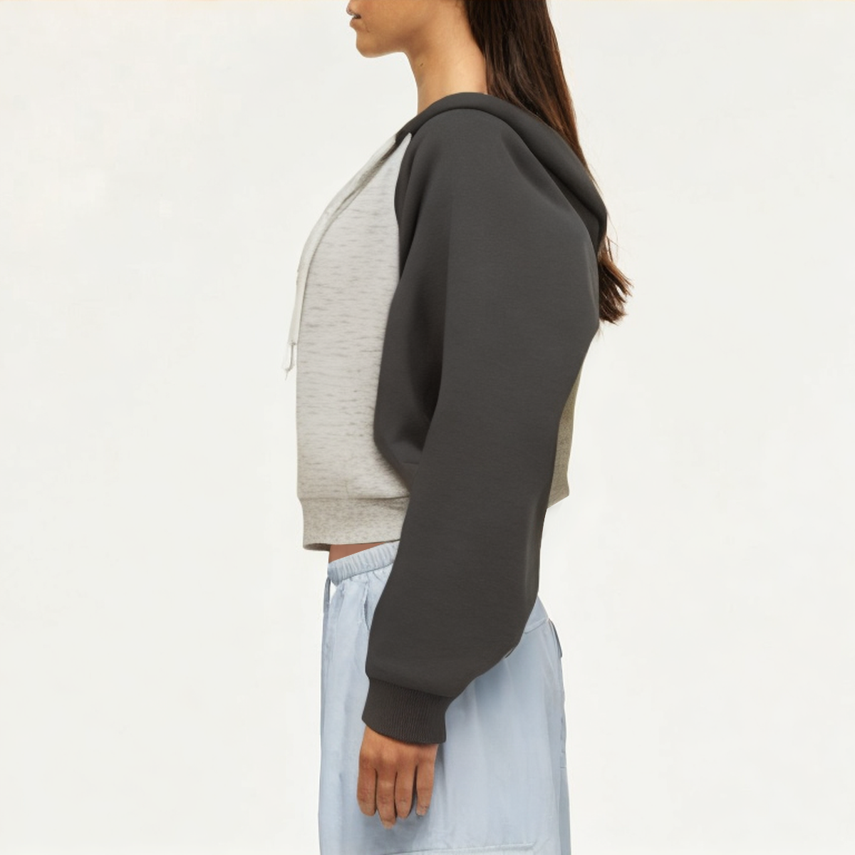 Women's color block hooded sweatshirt jacket