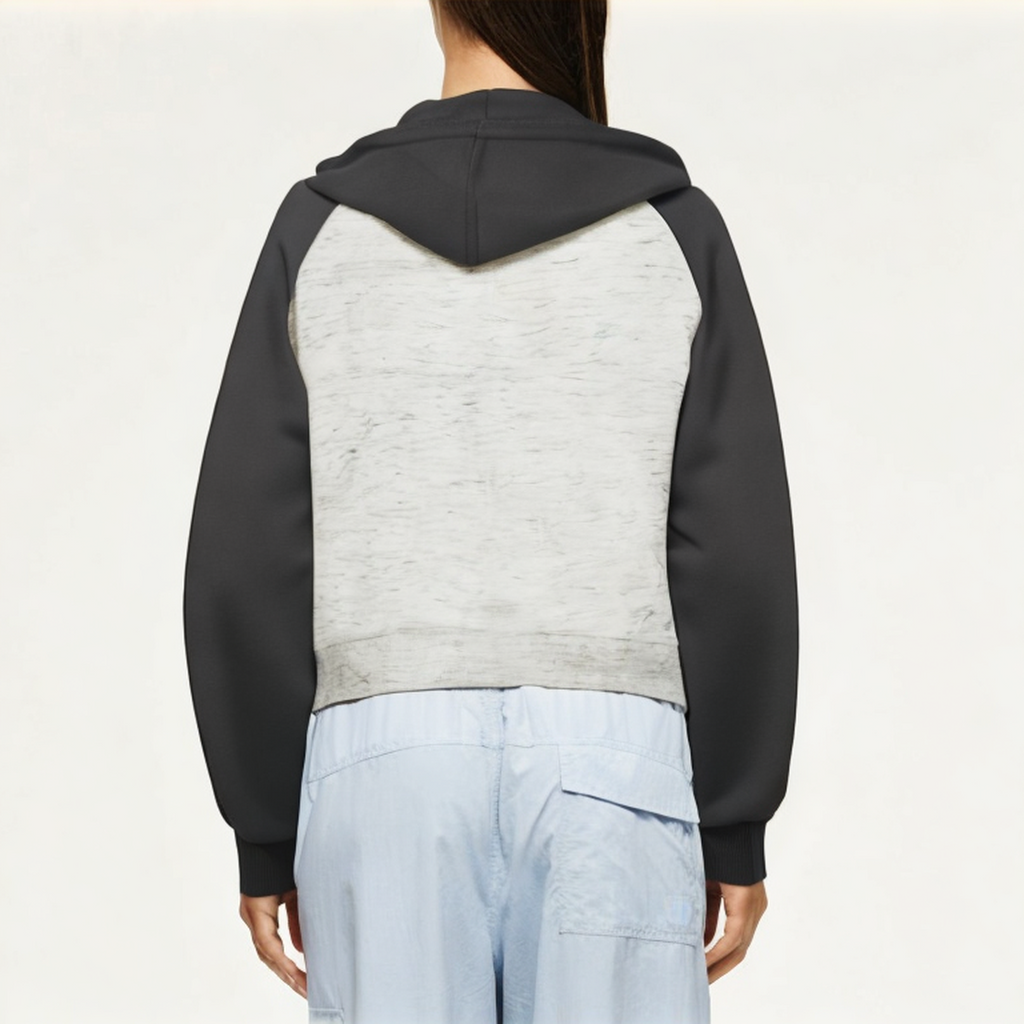 Women's color block hooded sweatshirt jacket