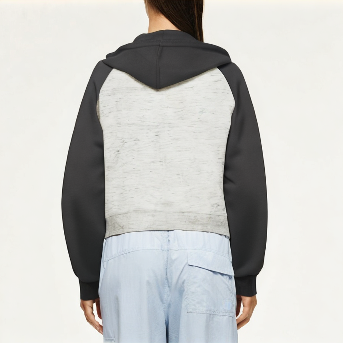 Women's color block hooded sweatshirt jacket