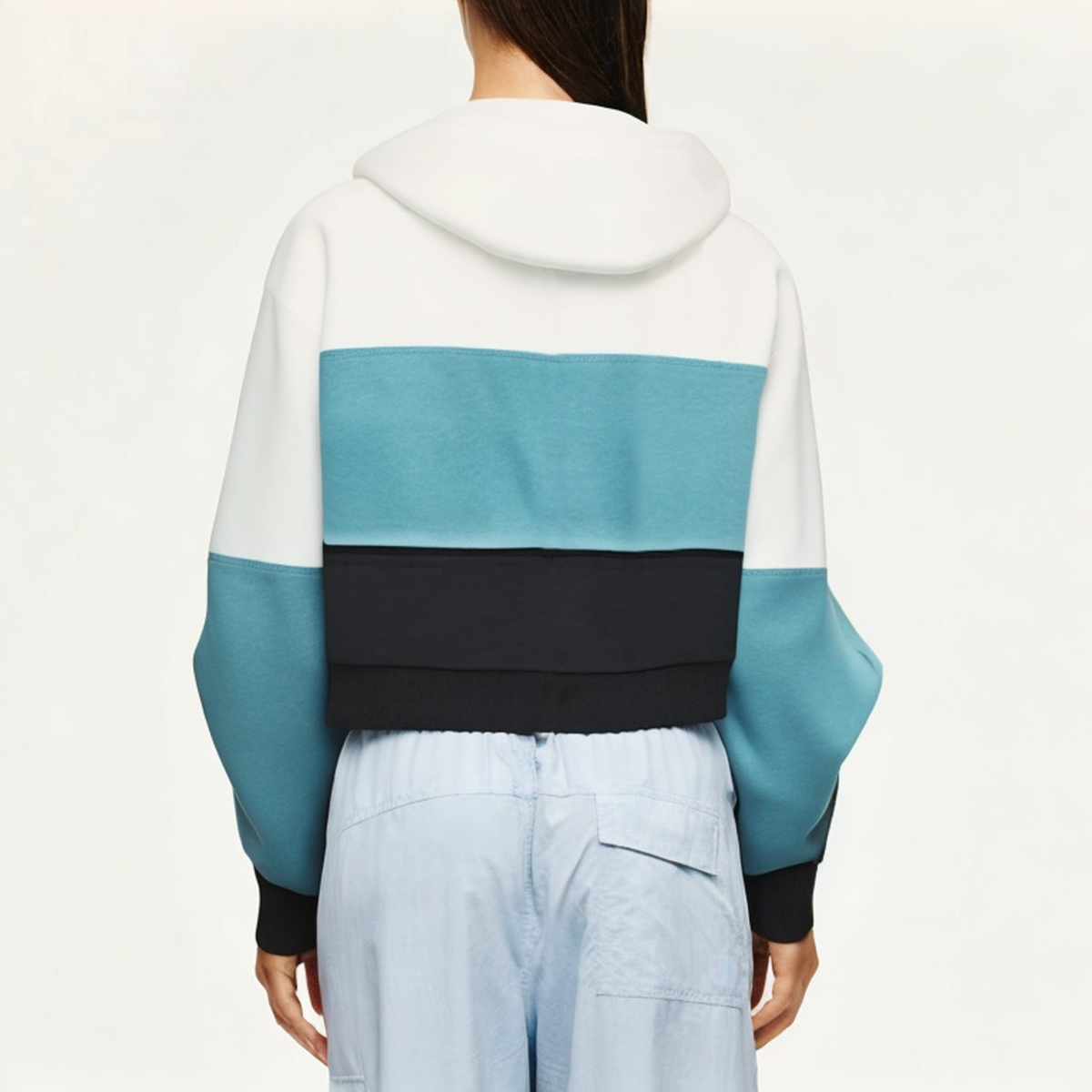 Colorblock high stretch women's sweatshirt jacket