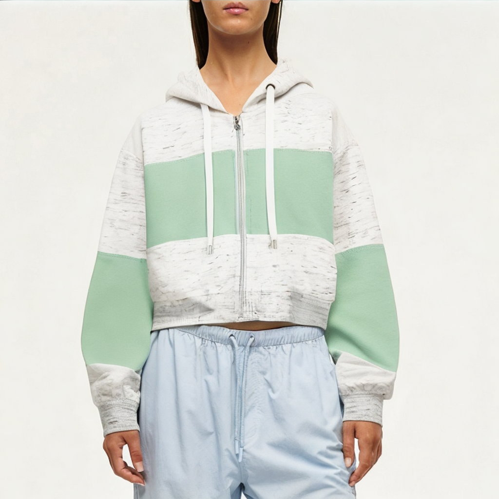 Casual color block women's sweatshirt jacket