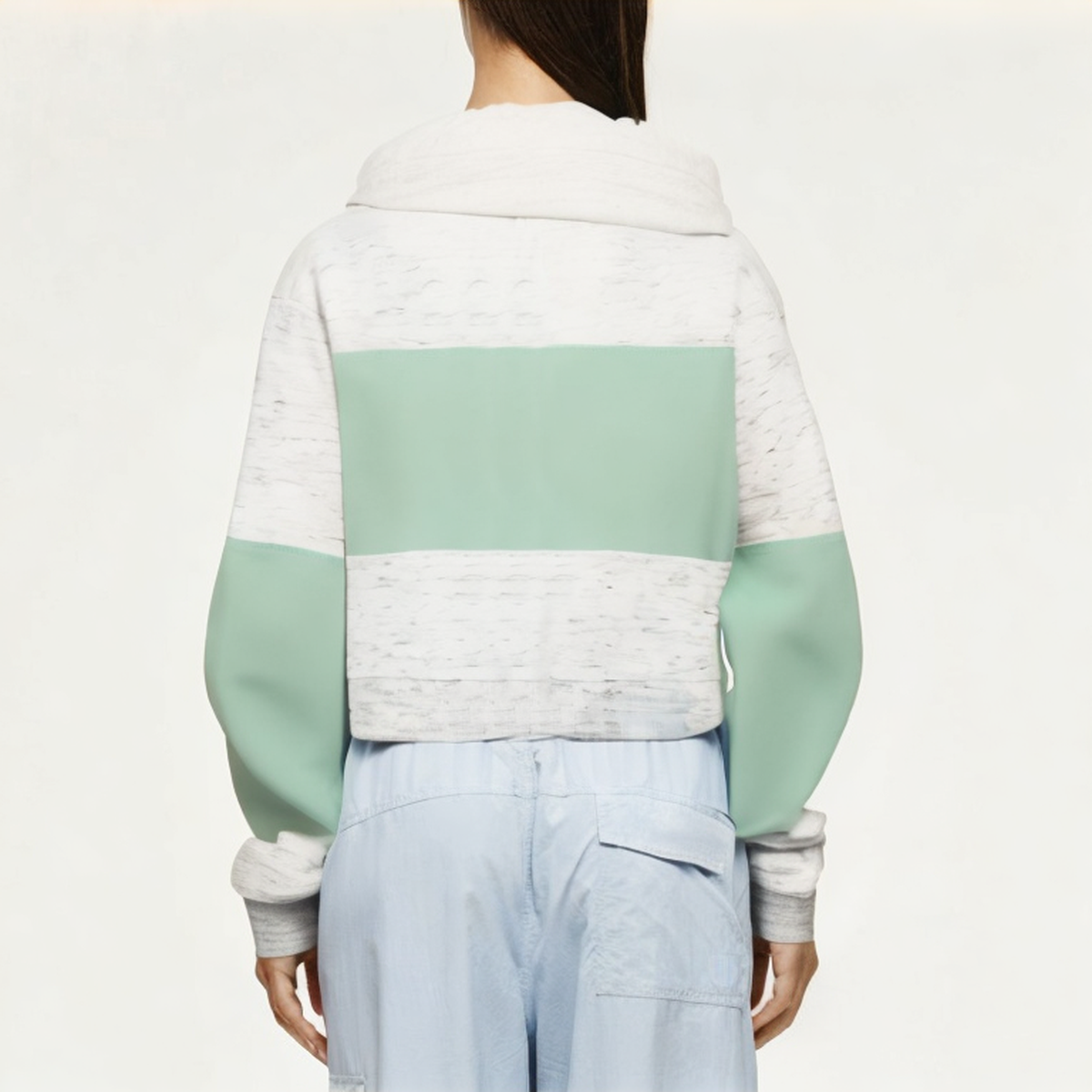 Casual color block women's sweatshirt jacket