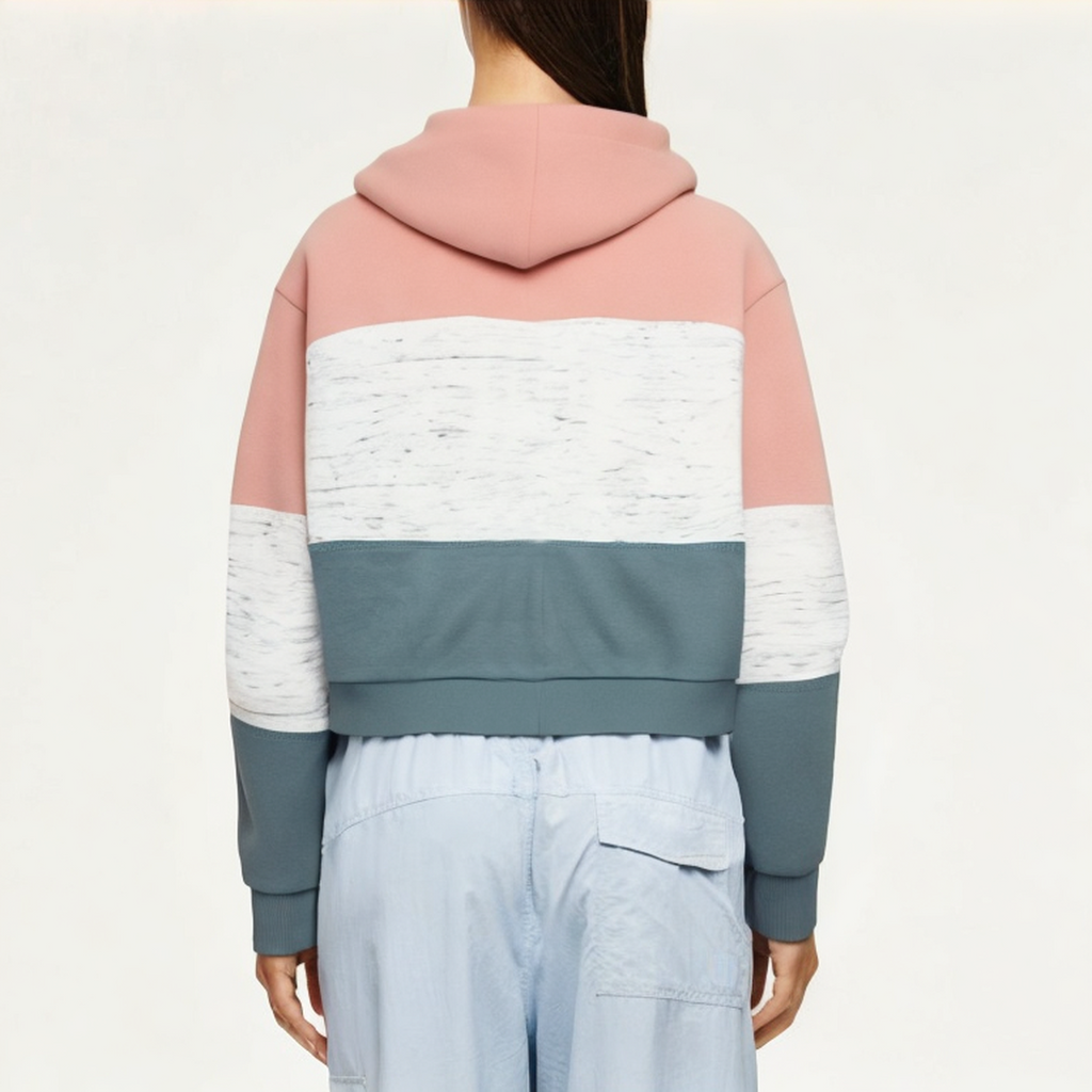 Drawstring hooded women's sweatshirt jacket