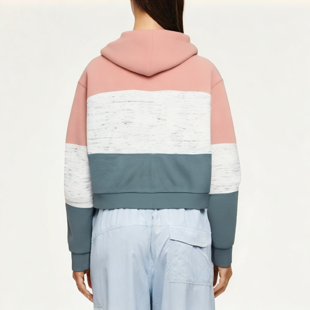 Drawstring hooded women's sweatshirt jacket