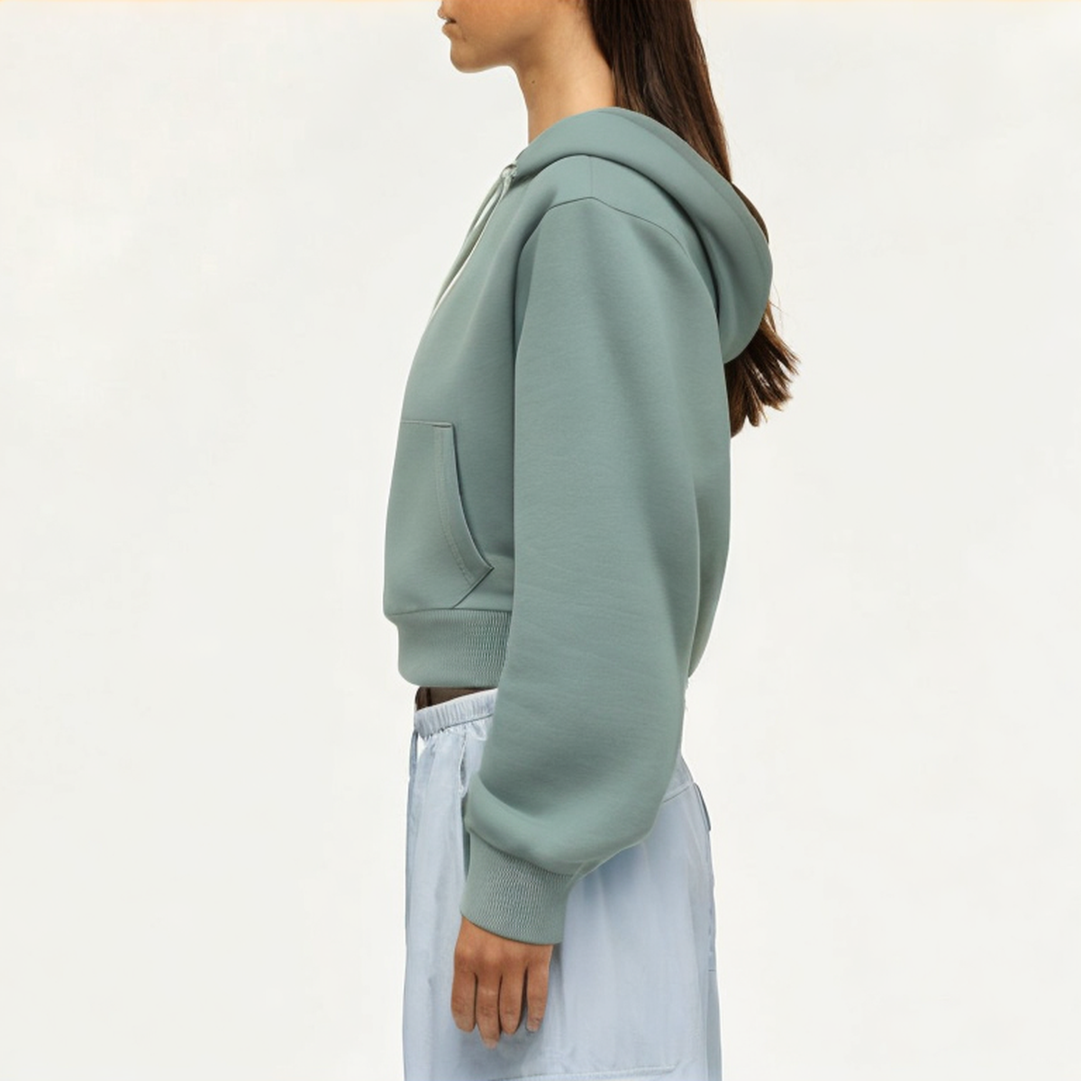 Green cotton women's sweatshirt jacket