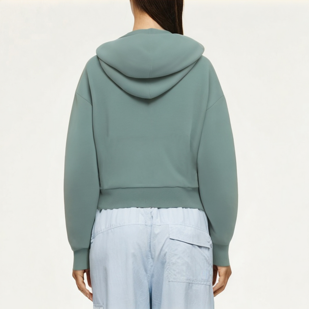Green cotton women's sweatshirt jacket
