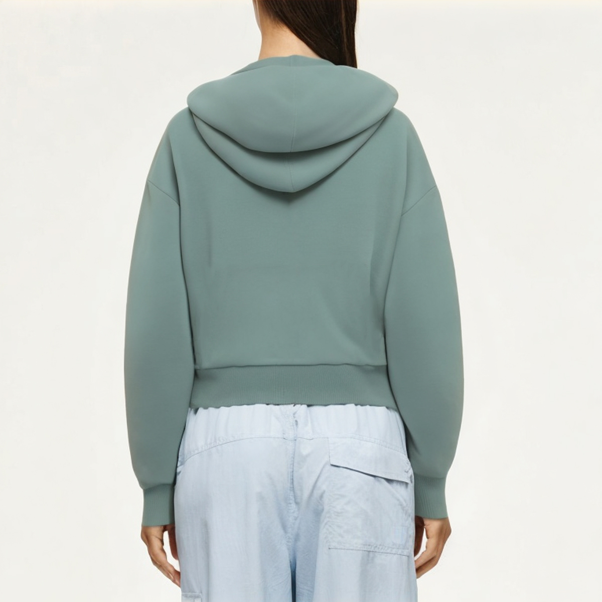 Green cotton women's sweatshirt jacket