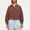 Brown cotton women's sweatshirt jacket