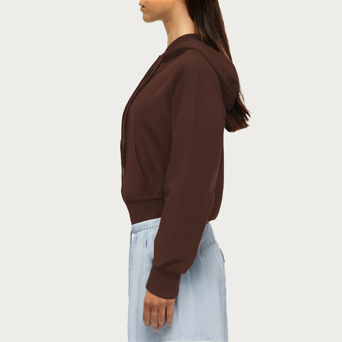 Brown cotton women's sweatshirt jacket