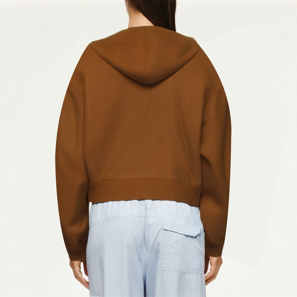 Brown cotton women's sweatshirt jacket