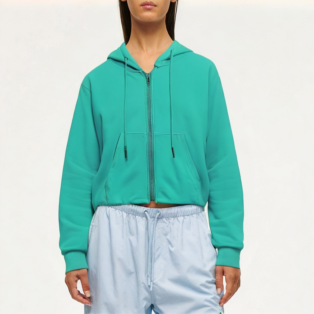 Cotton hooded women's sweatshirt jacket