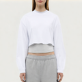 White cotton ladies loose long-sleeved T-shirt