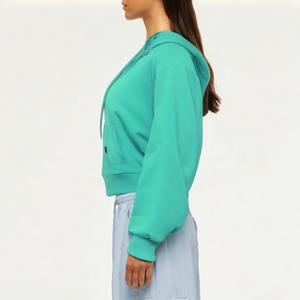 Cotton hooded women's sweatshirt jacket