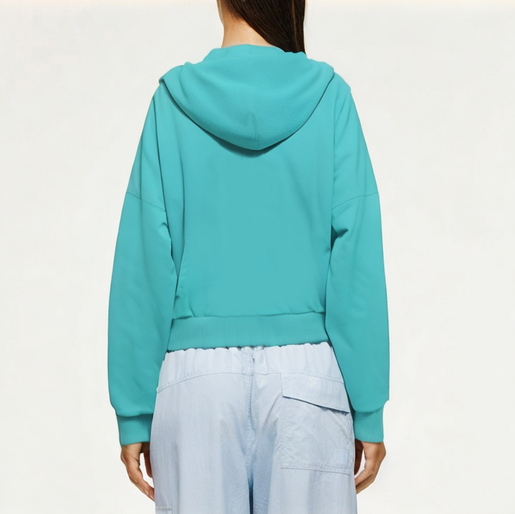 Cotton hooded women's sweatshirt jacket