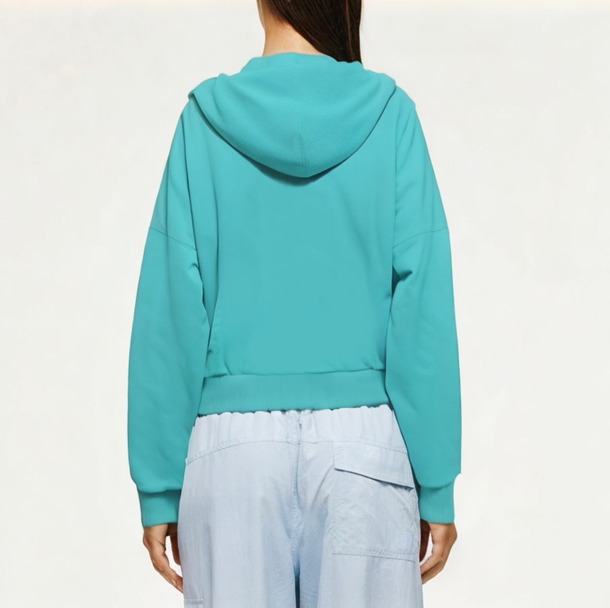 Cotton hooded women's sweatshirt jacket