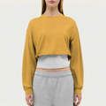 Yellow round neck ladies loose long sleeve T-shirt