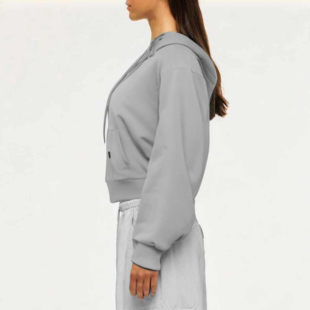 Light grey soft women's sweatshirt jacket
