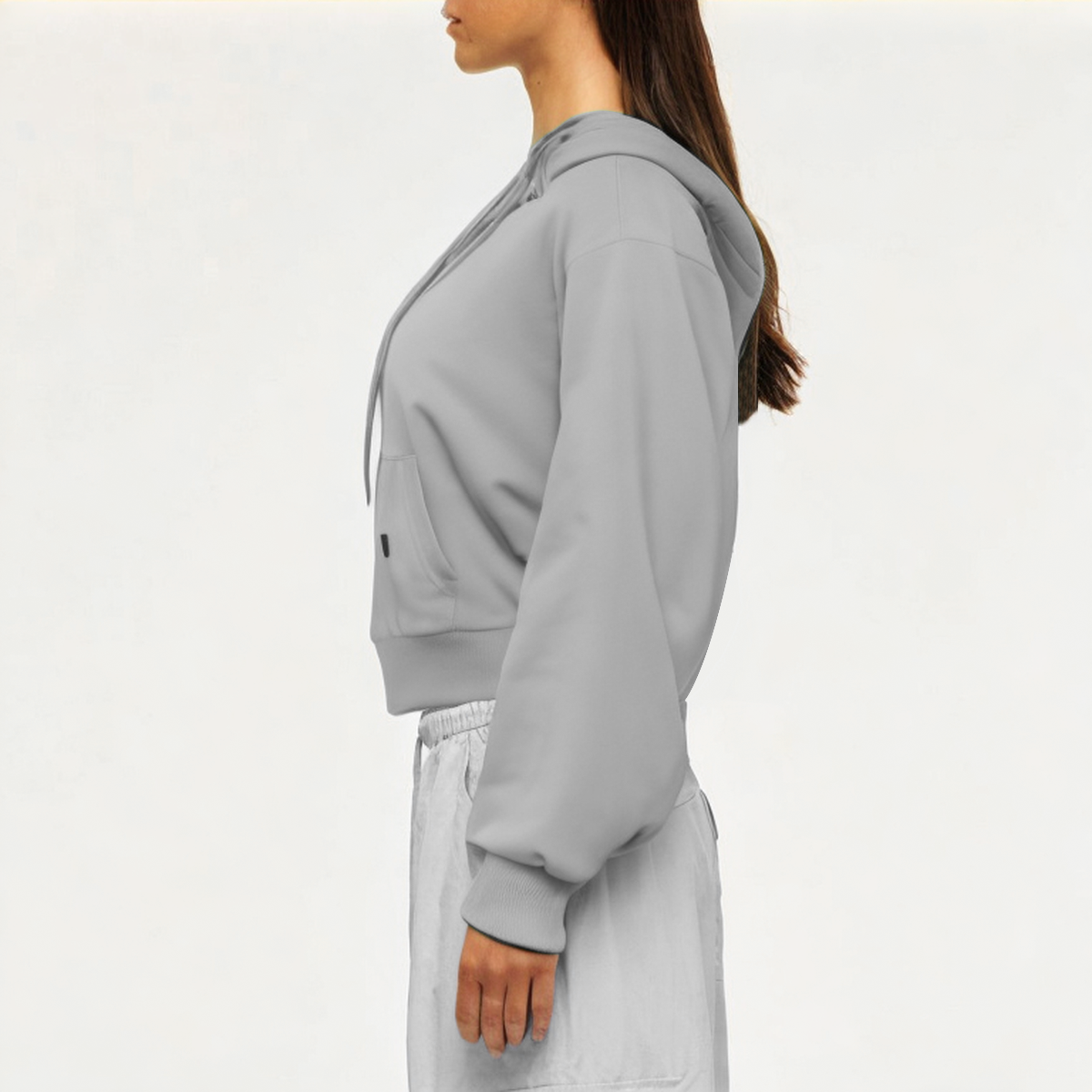 Light grey soft women's sweatshirt jacket