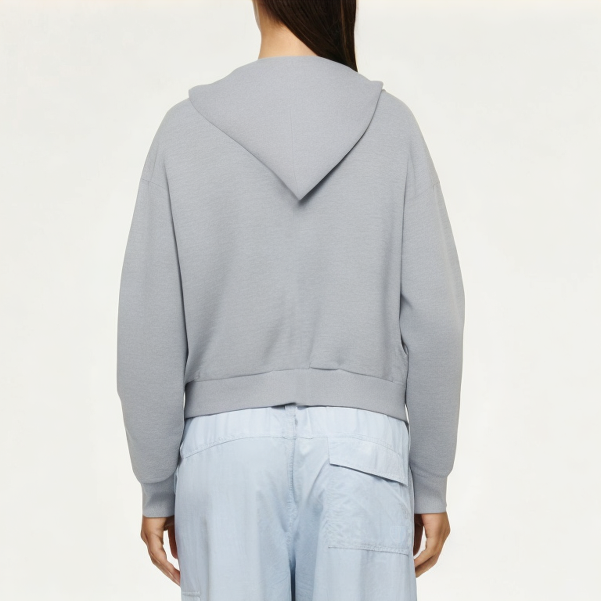 Light grey soft women's sweatshirt jacket