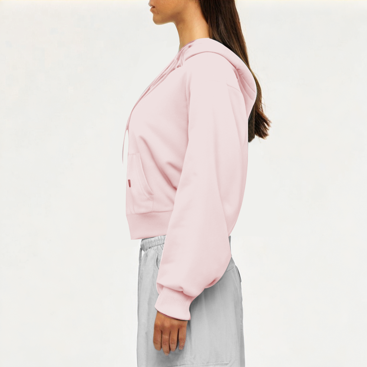 Light pink zip-up hooded women's sweatshirt jacket