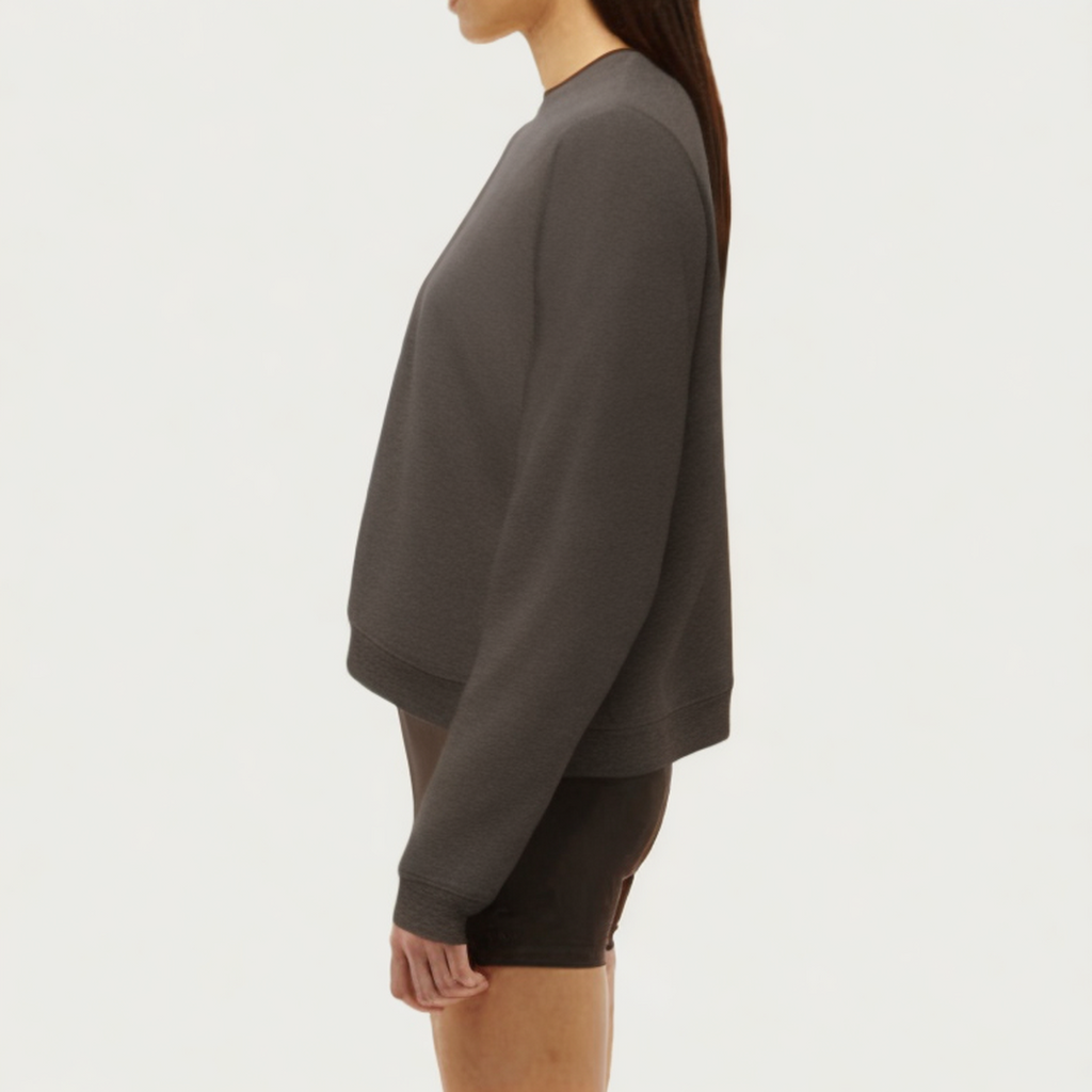 Dark grey breathable women's loose long-sleeved T-shirt