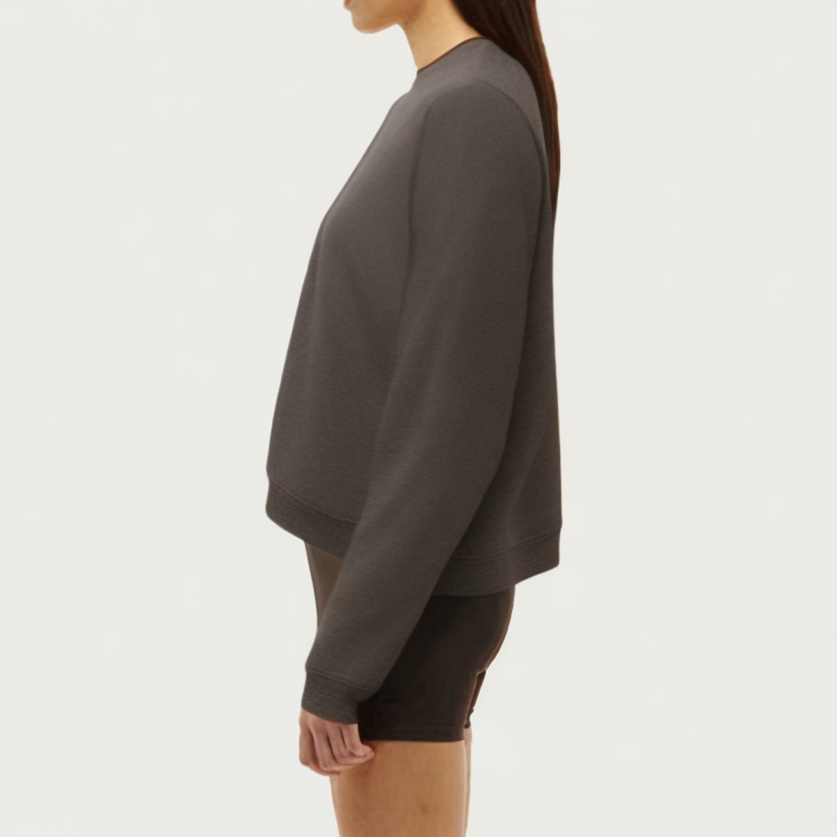 Dark grey breathable women's loose long-sleeved T-shirt