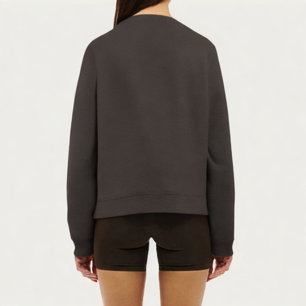 Dark grey breathable women's loose long-sleeved T-shirt
