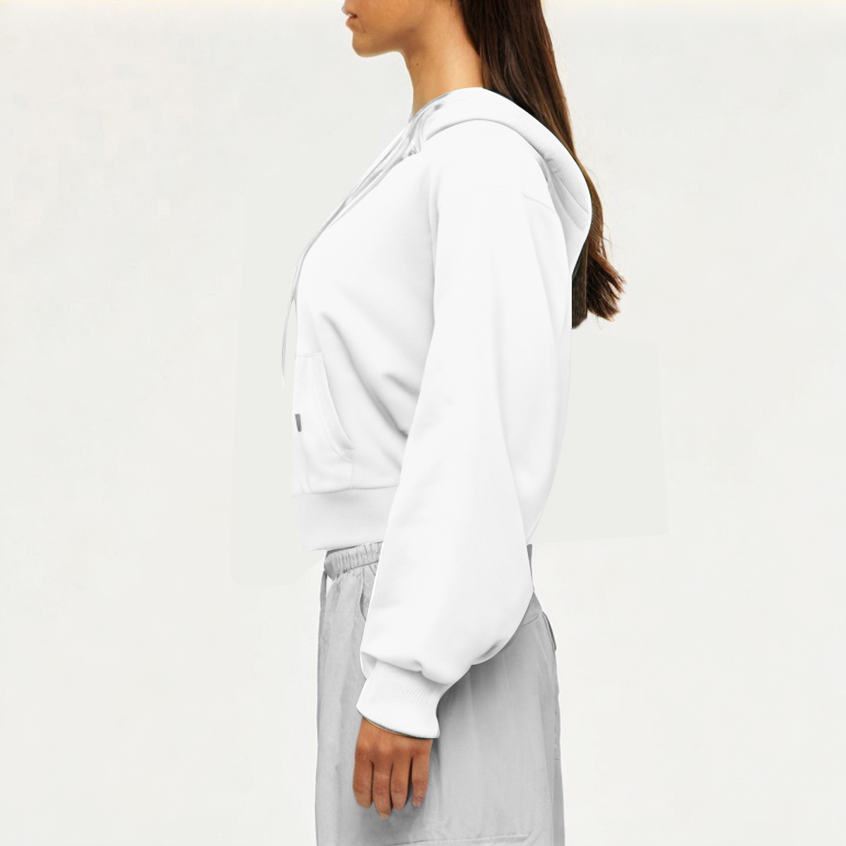 Simple white women's sweatshirt jacket