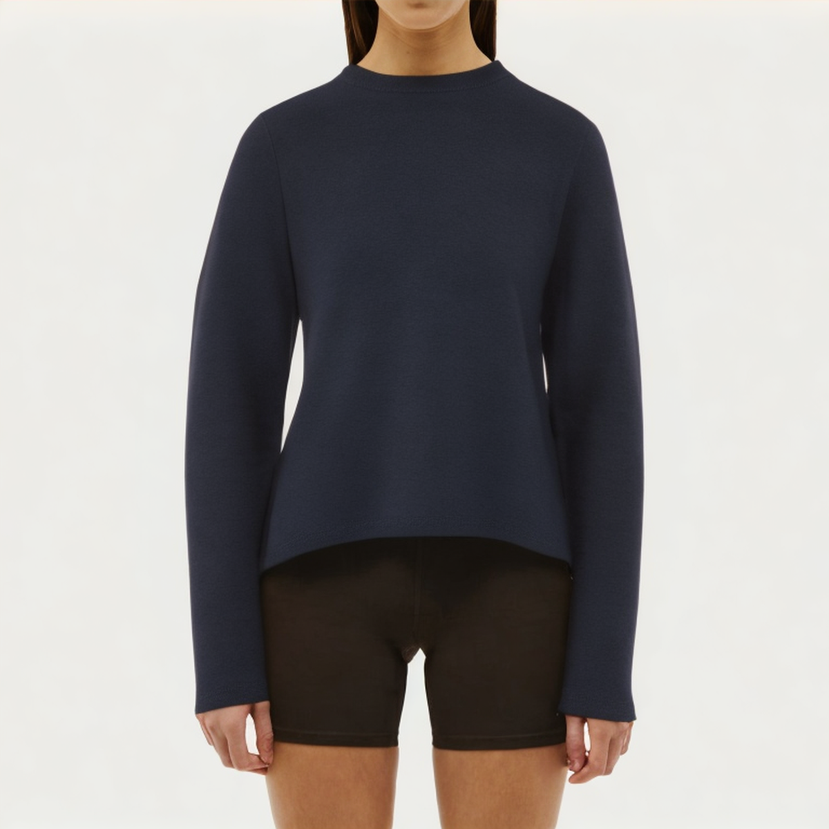 Micro ribbed round neck women's loose long sleeve T-shirt