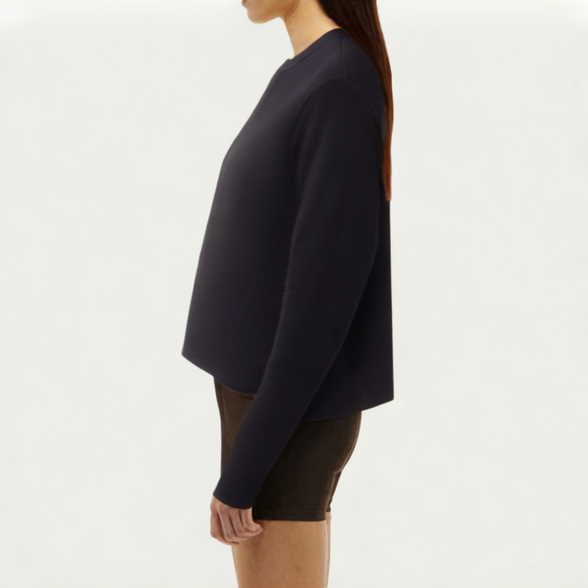 Micro ribbed round neck women's loose long sleeve T-shirt
