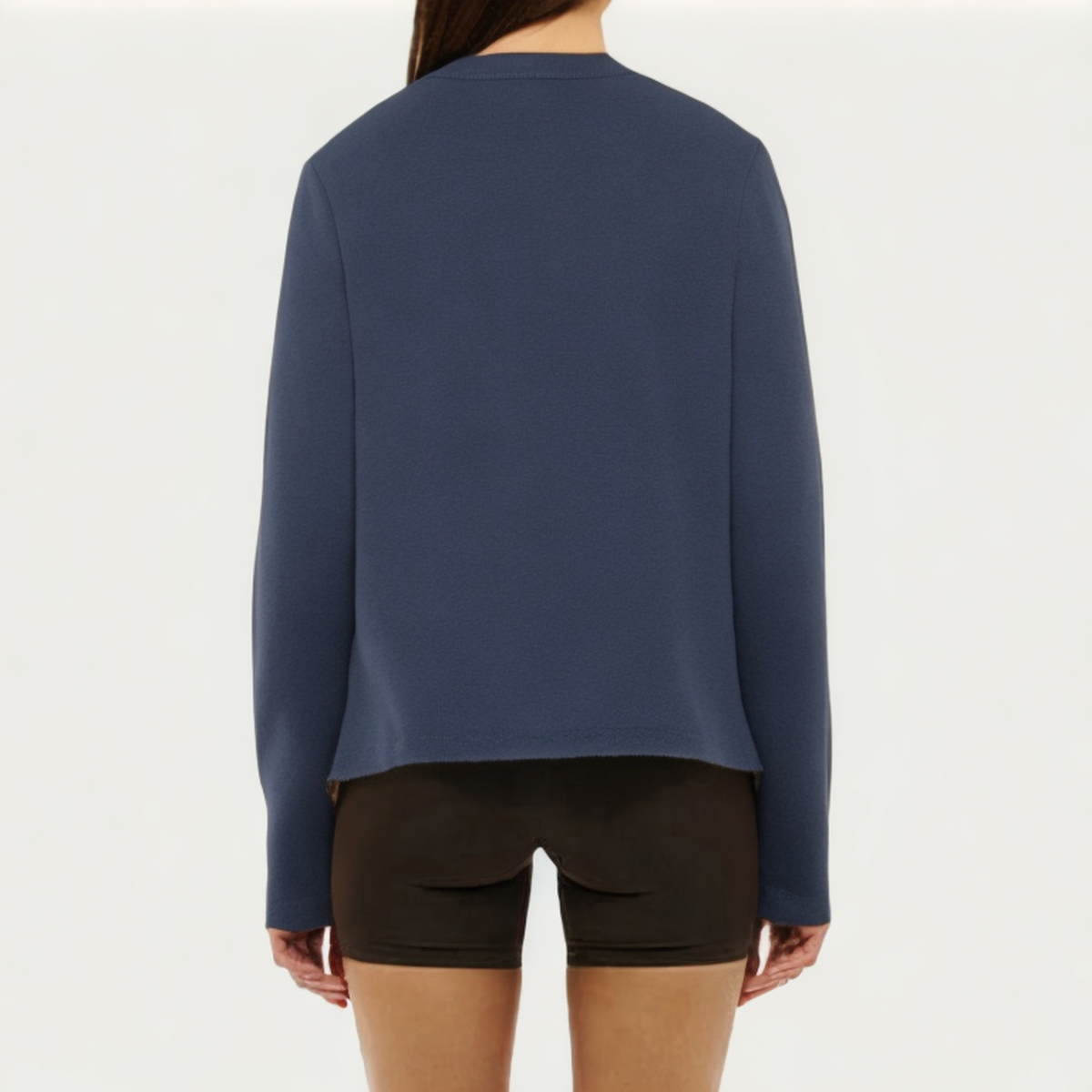 Micro ribbed round neck women's loose long sleeve T-shirt