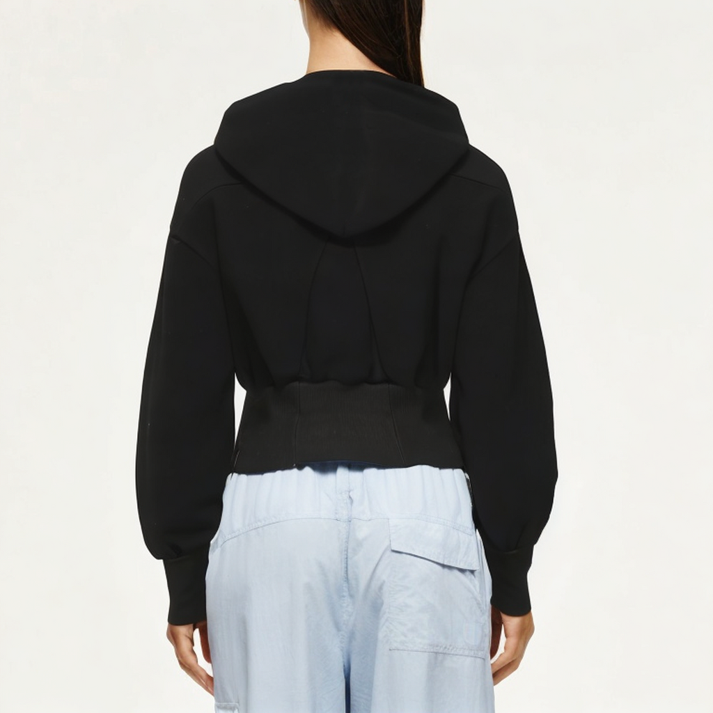 Double zip hooded women's sweatshirt jacket