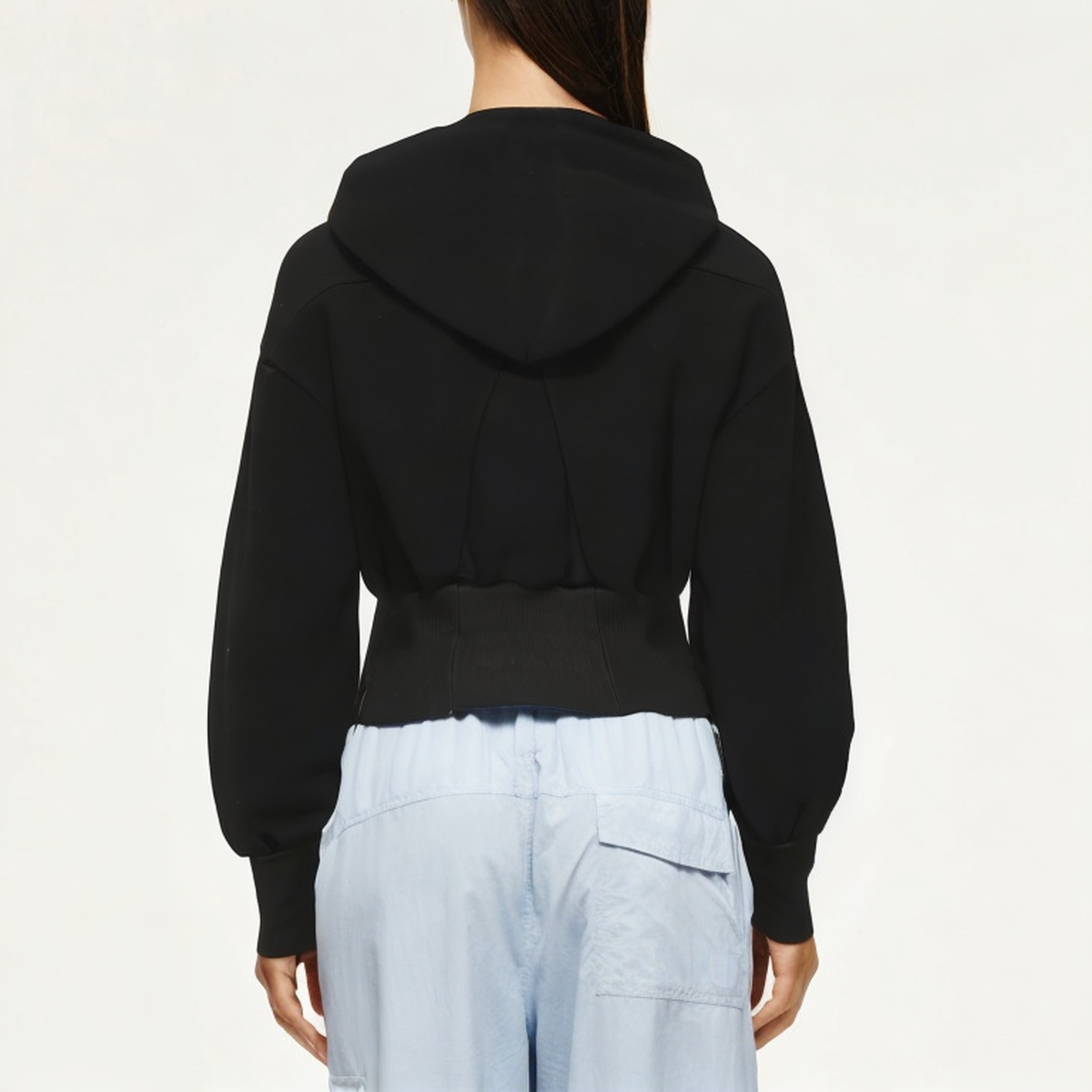 Double zip hooded women's sweatshirt jacket
