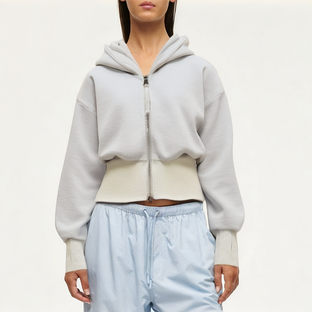 Light grey breathable women's sweatshirt jacket