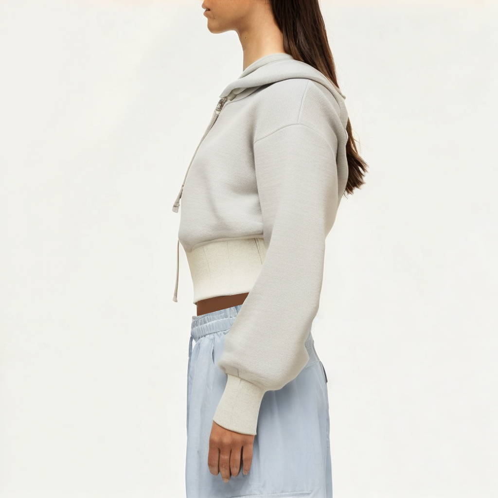 Light grey breathable women's sweatshirt jacket