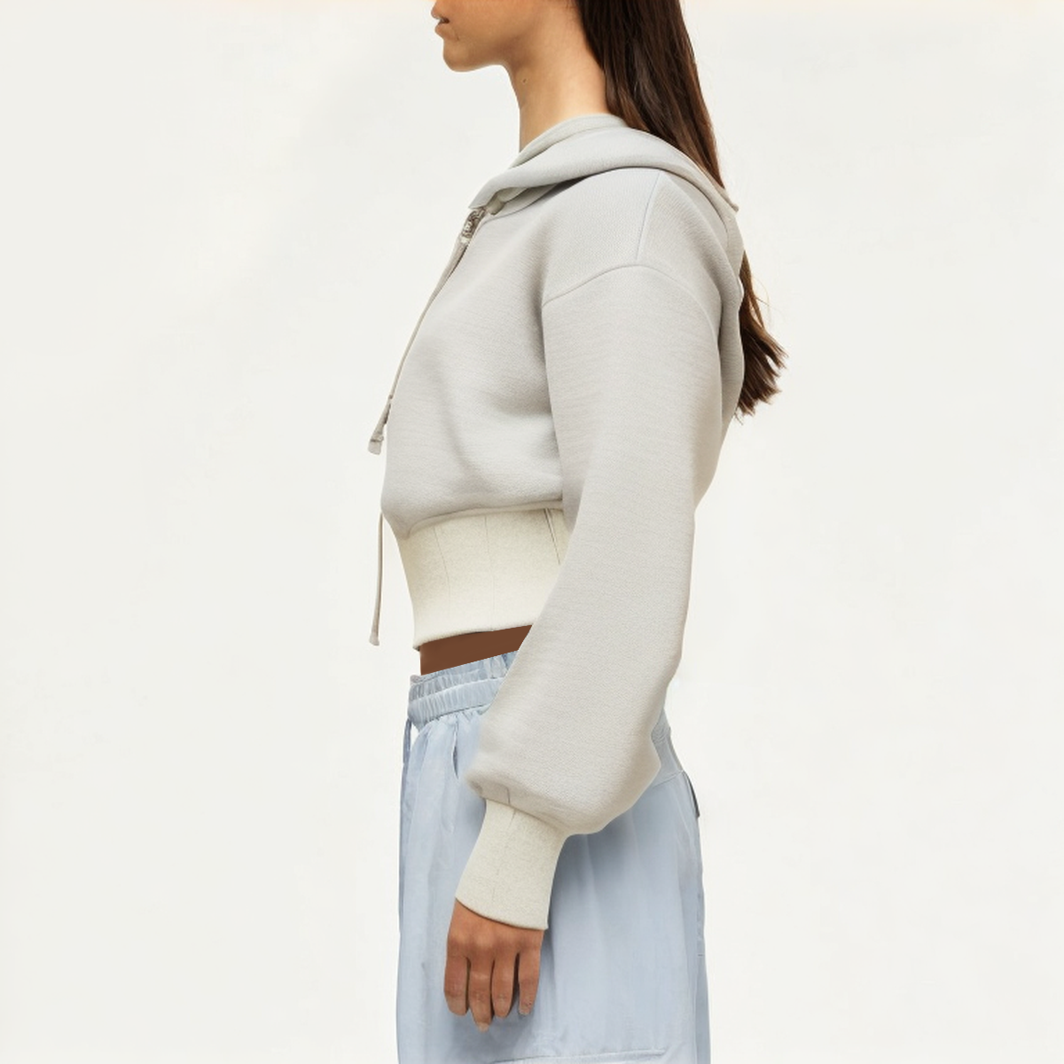 Light grey breathable women's sweatshirt jacket