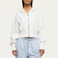 Women's white stretchy sweatshirt jacket