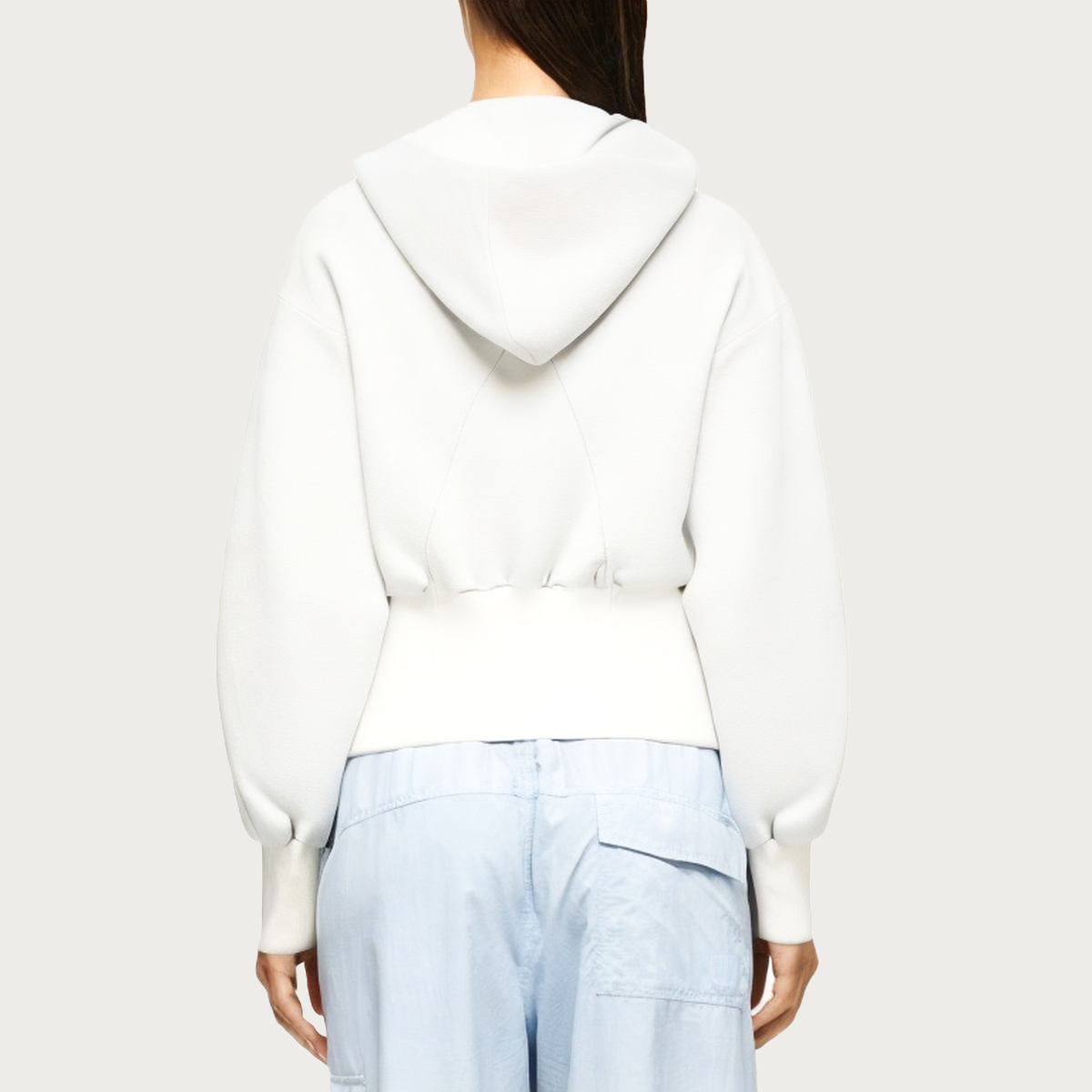 Women's white stretchy sweatshirt jacket