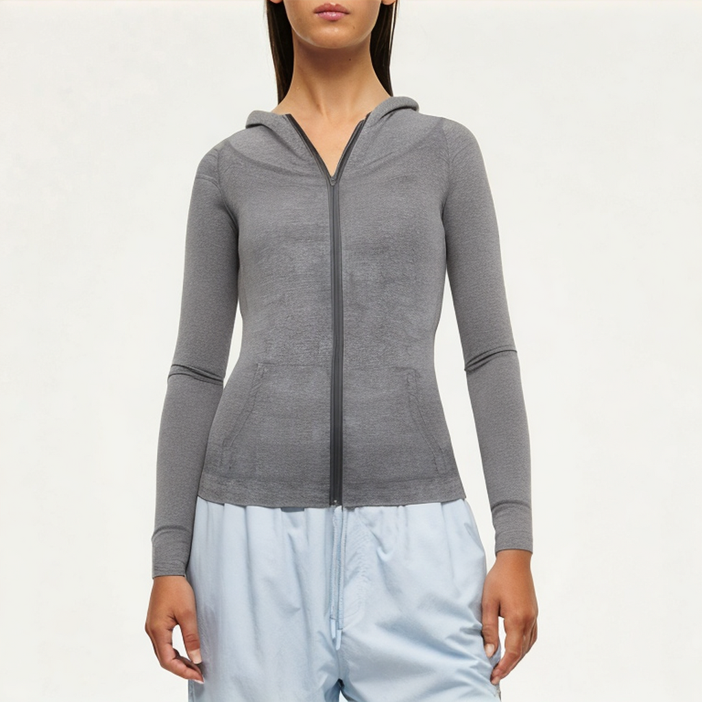 Gray full zip women's sweatshirt jacket