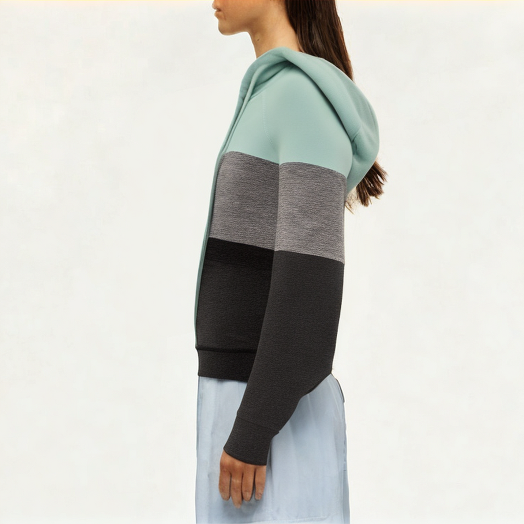 Color block loose fit women's sweatshirt jacket