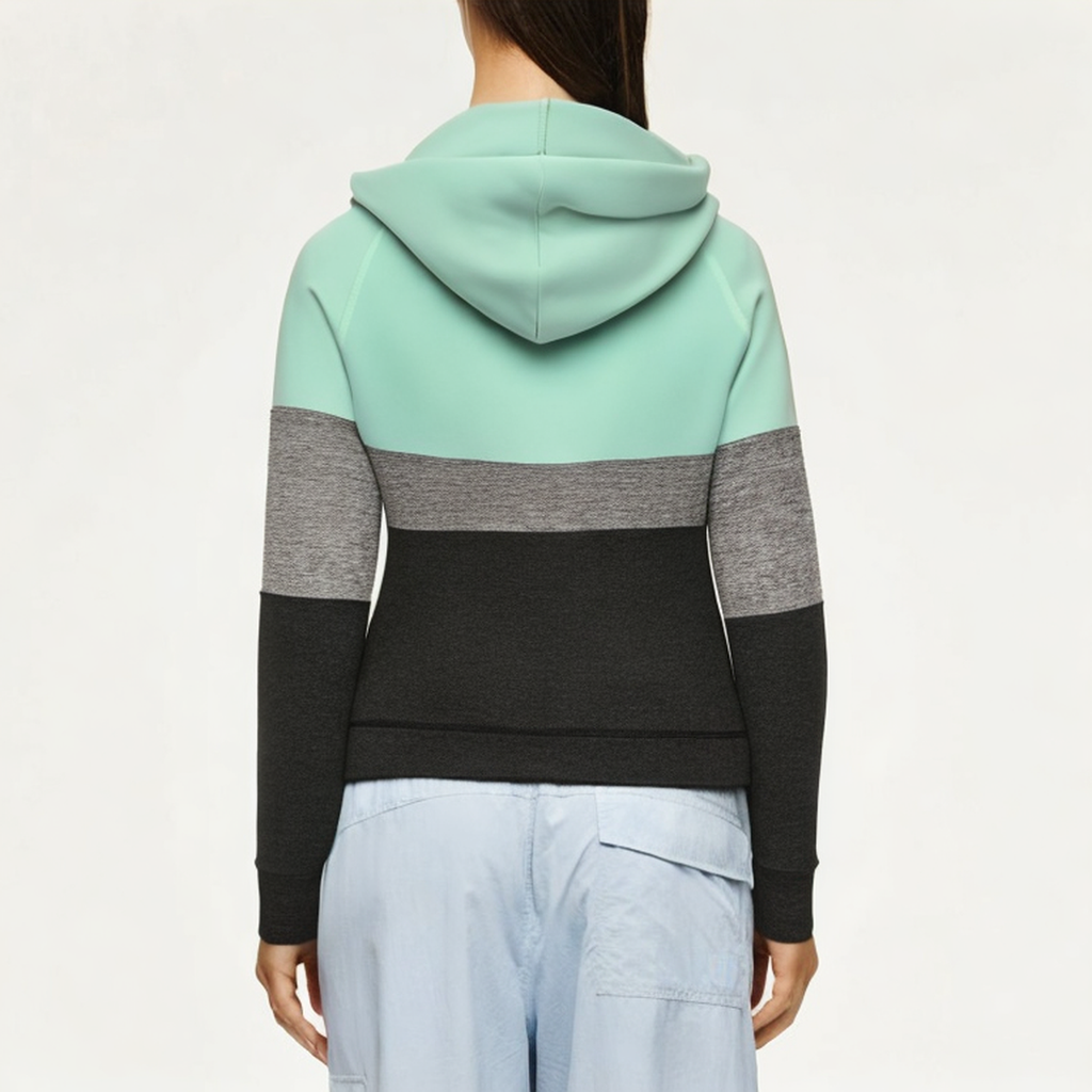 Color block loose fit women's sweatshirt jacket