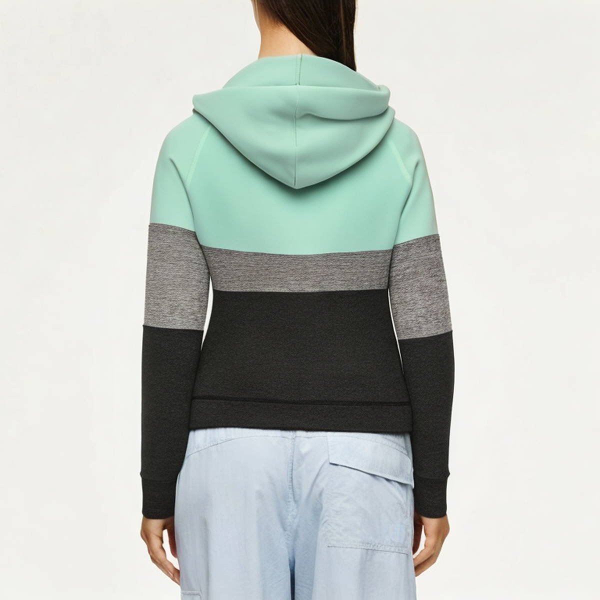 Color block loose fit women's sweatshirt jacket