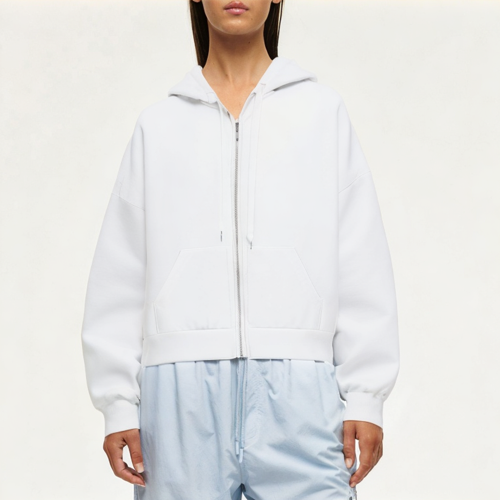 White women's full zip sweatshirt jacket