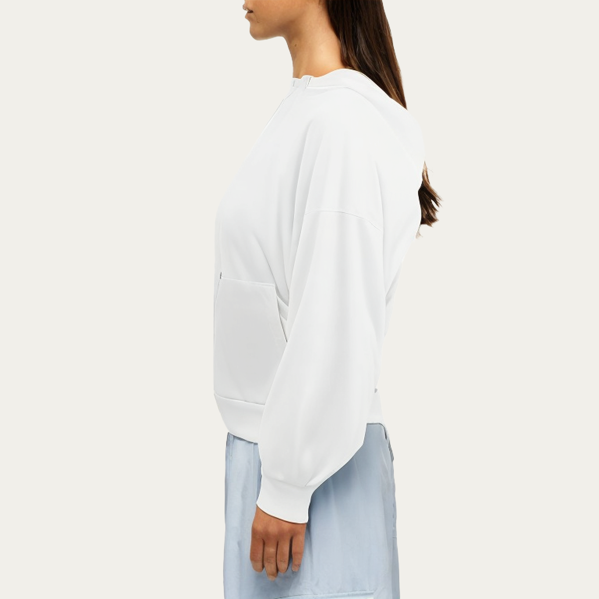 White women's full zip sweatshirt jacket