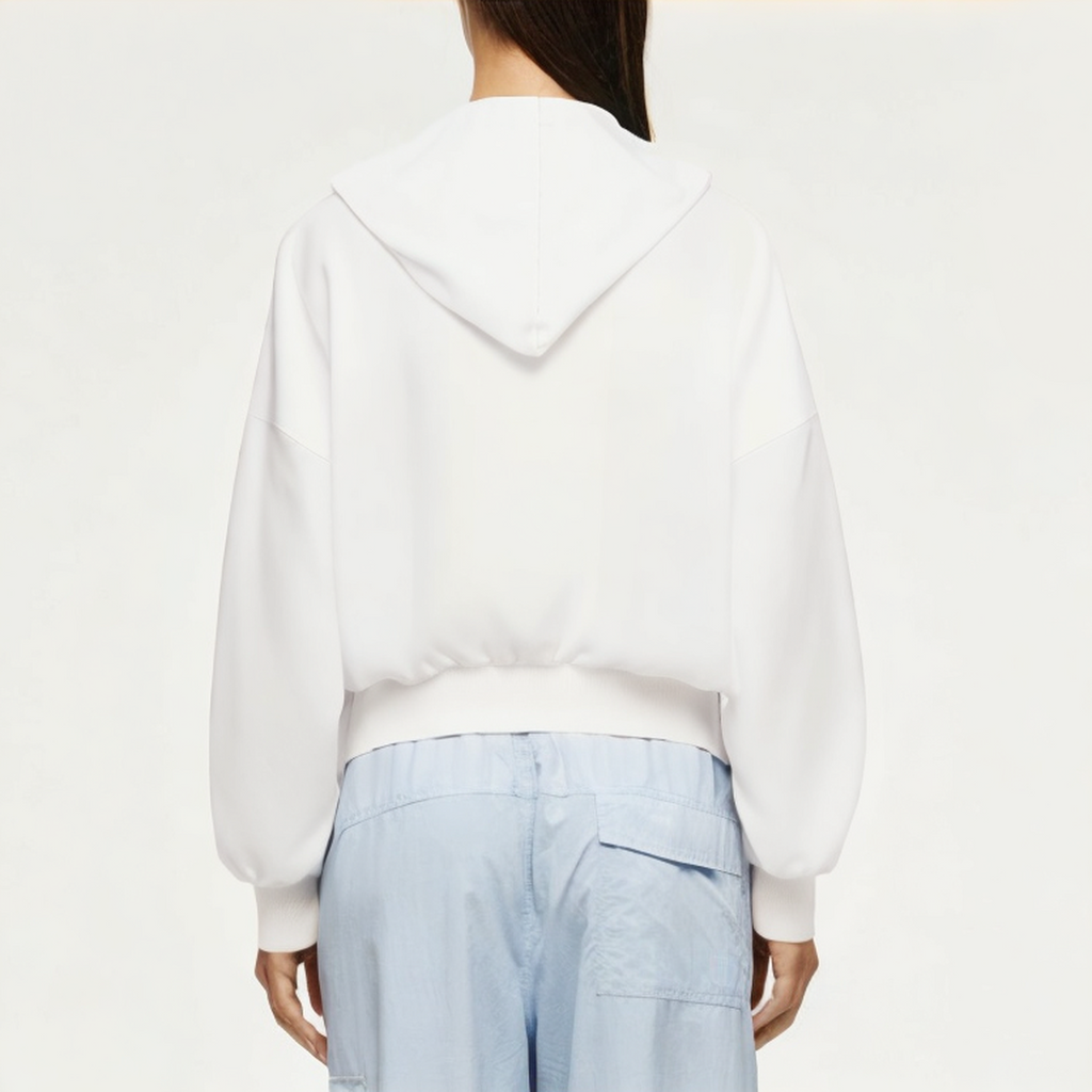 White women's full zip sweatshirt jacket